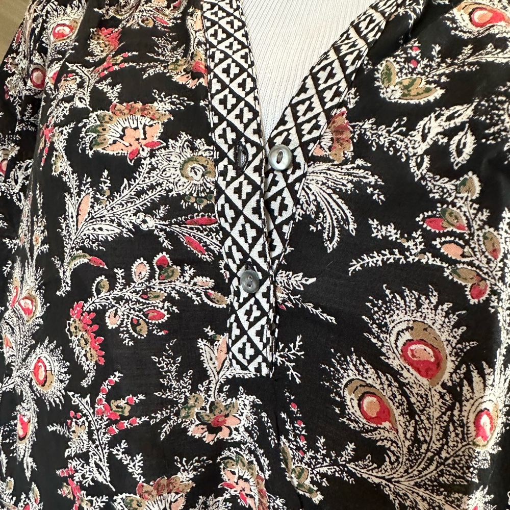 Joie Laurina Pattern Mic Flutter Sleeve Cotton Bl… - image 5